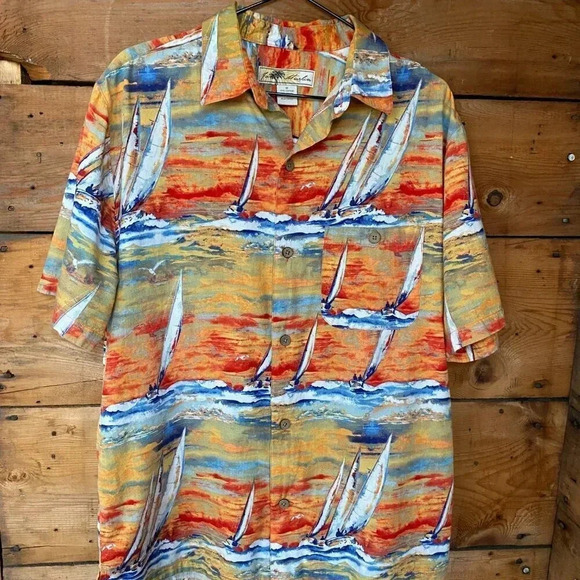 Joe Marlin Other - Joe Marlin Shirt Mens M Hawaiian Sailing/Sunset Button Up